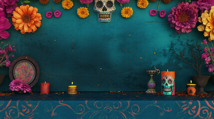 Day Of The Dead Día de los Muertos Product Montage: blank stage decorated Tabletop Stage 