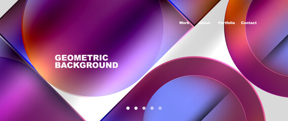 Feast your eyes on an electric blue and violet geometric background with colorful circles and triangles, creating symmetry and captivating the viewers gaze