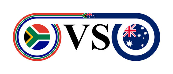 concept between south africa vs australia. vector illustration isolated on white background