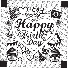 happy birthday svg cut files, birthday papercut template, diy birthday card, party frame papercutting