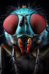 Macro photography transformed a common housefly into a monstrous alien creature, with bristly hairs and multifaceted eyes