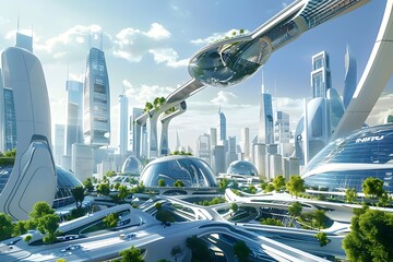 : A futuristic cityscape with sleek lines and towering structures, showcasing the possibilities of...