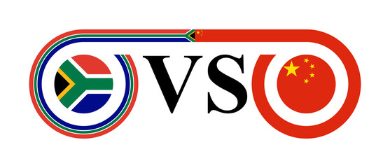 concept between south africa vs china. vector illustration isolated on white background