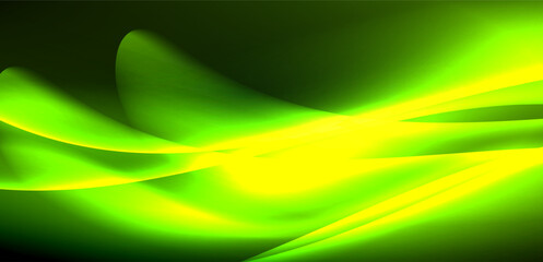Naklejka premium a green and yellow wave on a black background High quality