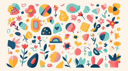 Abstract geometric shapes cute funny elements compo