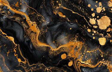 Black and Gold Marble Abstract