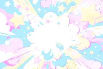  コミックアート風の爆発するポップな吹き出し背景イラスト © Nagi Mashima
