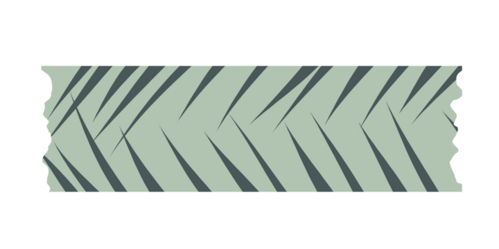 code on white Washi tape with a green pointed leaf motif