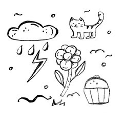  doodle design decorative elements set