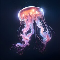 Ethereal Jellyfish Dance: Jellyfish floating in a dreamlike dance with glowing tentacles