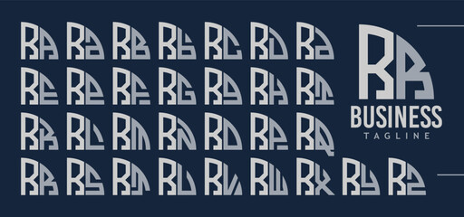 Bundle of abstract quarter circle letter R RR logo design - obrazy, fototapety, plakaty
