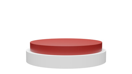 a red and white pedestal with a white base