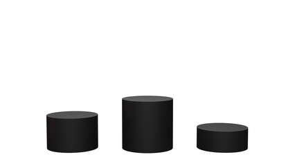 a black cylinder and two black cylinders on a white background