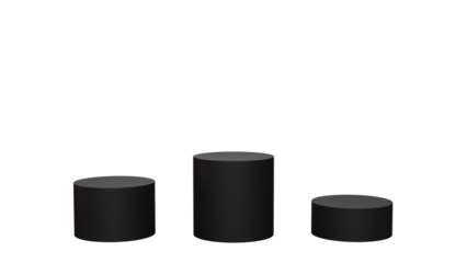 a black cylinder and two black cylinders on a white background