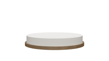 a white cake with a wooden base on a white background
