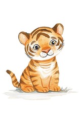 Curious Tiger Cub Watercolor
