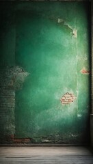 Weathered Wall Texture on Serene Green Background Creates Tranquil Atmosphere