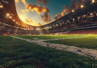 Sunset Over Empty Stadium