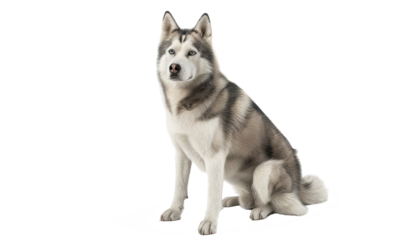 alaskan malamute puppy isolated on transparent background cutout