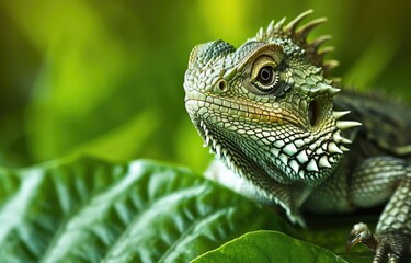 Fototapeta premium Green Iguana in Natural Habitat