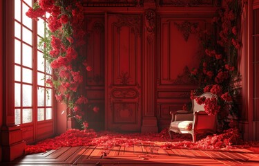 Red Rose Extravaganza in Vintage Room