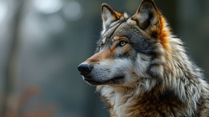 Fototapeta premium Intense Gaze of a Forest Wolf