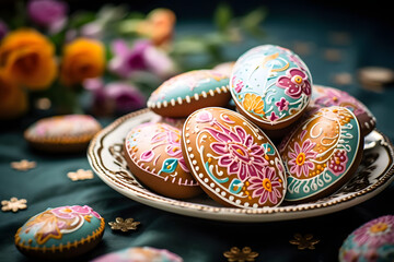 Easter Egg Cookies, Decorated cookies, shaped like Easter eggs