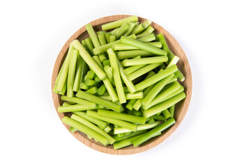 fresh garlic bolt isolated on the white background