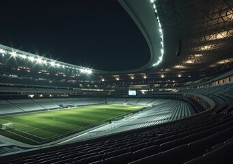 Fototapeta na wymiar Illuminated Stadium at Night