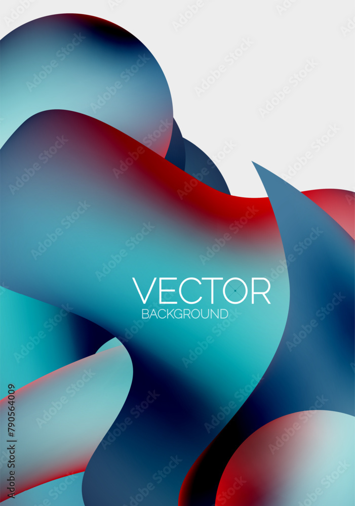 Poster a vector background featuring a dynamic design of electric blue and carmine waves on a white backgro