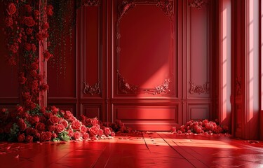 Romantic Red Rose Decor in Luxurious Room