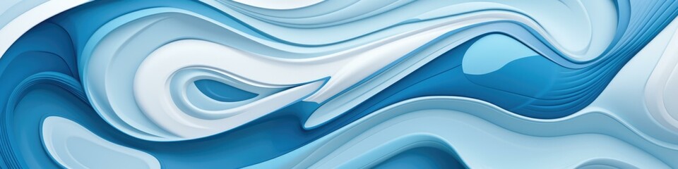 A blue and white abstract background with waves. Generative AI.
