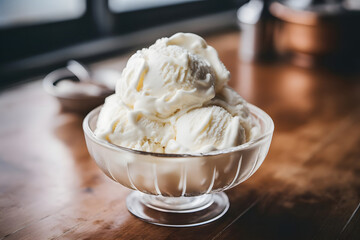 Vanilla Ice Cream, Classic, creamy ice cream, perfect for sundaes - obrazy, fototapety, plakaty