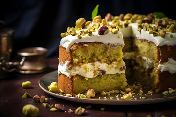 Pistachio Cake, Moist, nutty cake, pistachio flavor