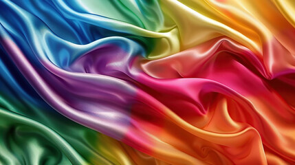 Rainbow flag colored silk satin background, full frame. Generative AI