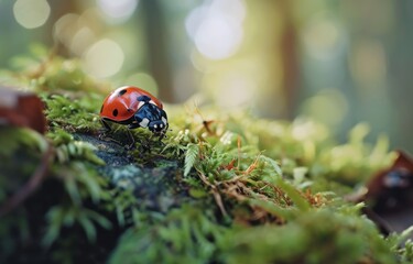 Ladybug in a Mystical Forest
