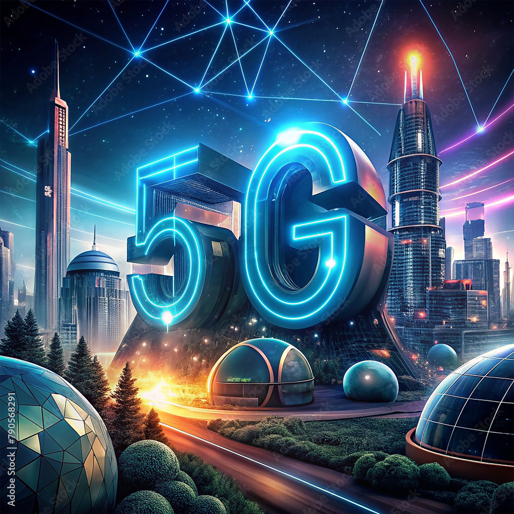Poster 5g network and future technology concept. high speed internet connection concept.