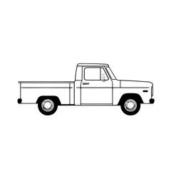 A red vintage pickup truck stands alone on a white background