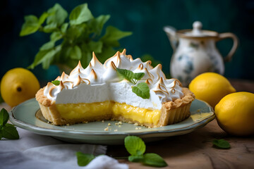 Lemon Meringue Pie, Tangy lemon filling, a fluffy meringue topping