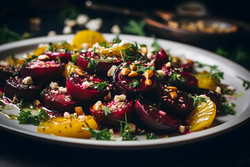Roasted Beet Salad, Vibrant beets served in a refreshing salad - obrazy, fototapety, plakaty