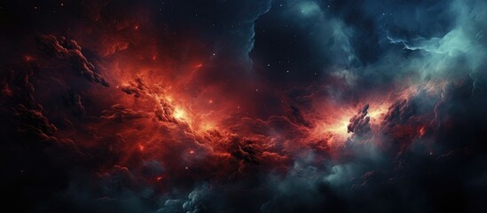 Dark and red celestial cloud with distant stars