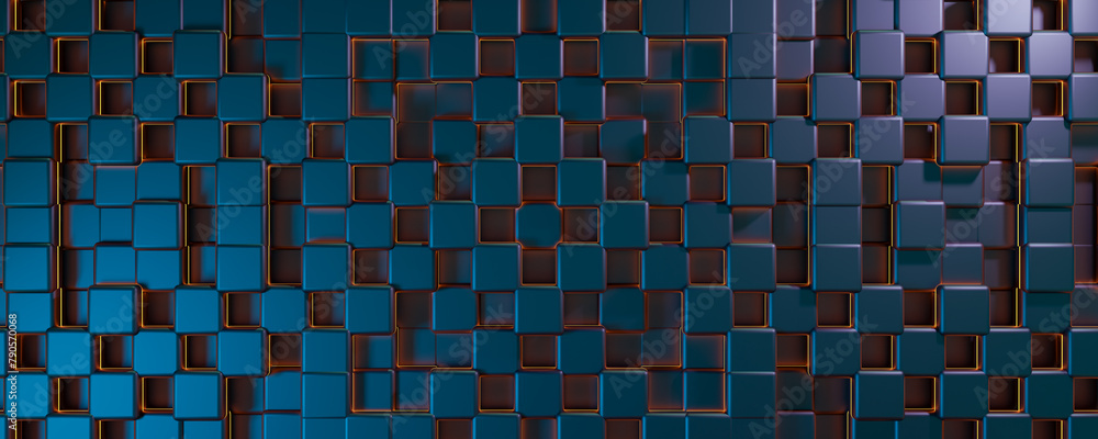 Poster backdrop colorful array of shifting squares, engaging visual display. hues transition smoothly, imme