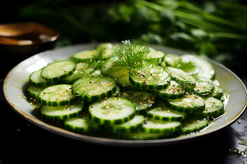 Cucumber Salad, Refreshing salad, sliced cucumbers, dressing