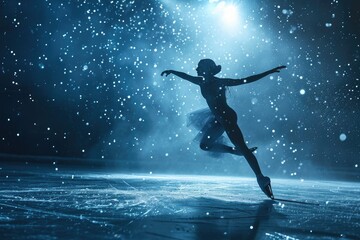 Balletic figure skater during a jump style, Ai generated - obrazy, fototapety, plakaty