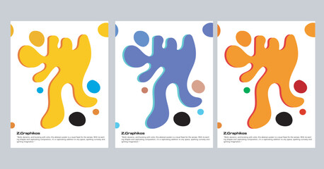 Naklejka premium Hand drawn abstract boho wall art minimalist covers set vector