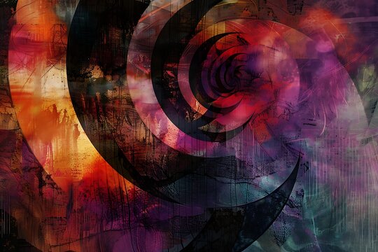 Abstract digital art collage of textures, lines, swirls, spirals, colors and more. .