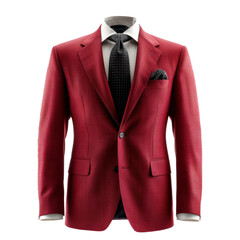Red Business Style Suit Without Man isolated on a white background. Generative AI