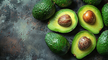 Group of Avocados on Table
