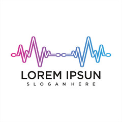 music player element. logo template electronic music, equalizer, store, DJ music, nightclub, disco. audio wave logo concept, multimedia technology themed, abstract shape