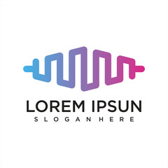 music player element. logo template electronic music, equalizer, store, DJ music, nightclub, disco. audio wave logo concept, multimedia technology themed, abstract shape